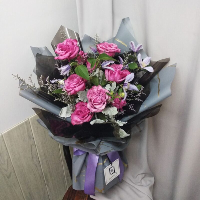 Purple Rose Bouquet Quadruple Flower BL010025 03