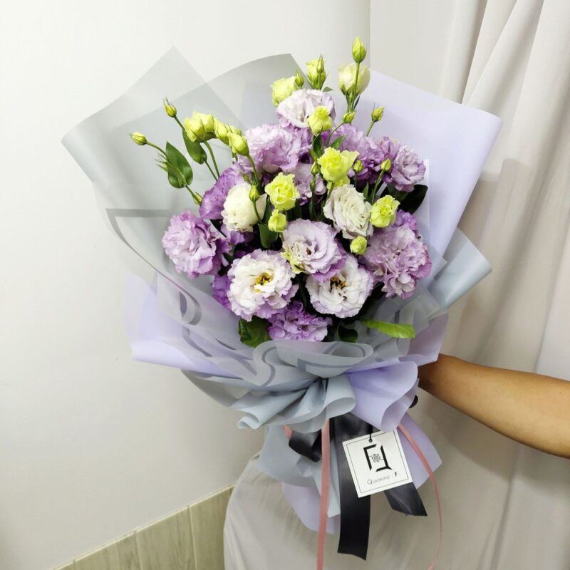 Purple Eustoma Bouquet Quadruple Flower BL100001 01
