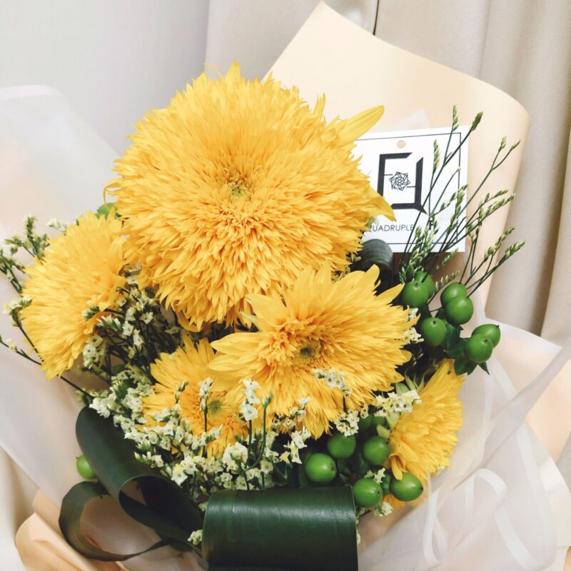 Teddy Bear Sunflower Bouquet Quadruple Flower BM060002 02
