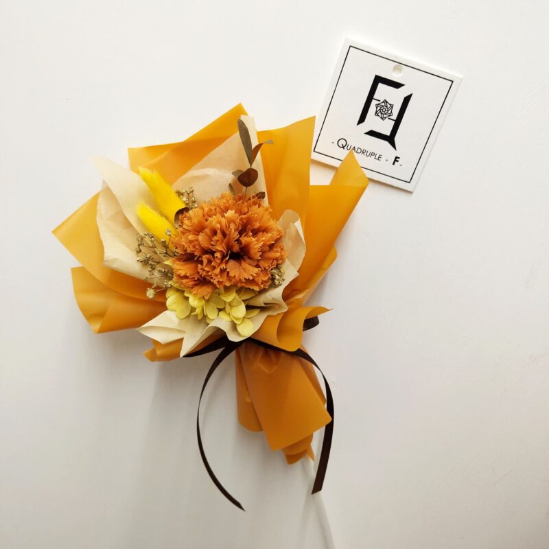 Preserved Flower Orange Carnation Bouquet Quadruple Flower PB070004 02