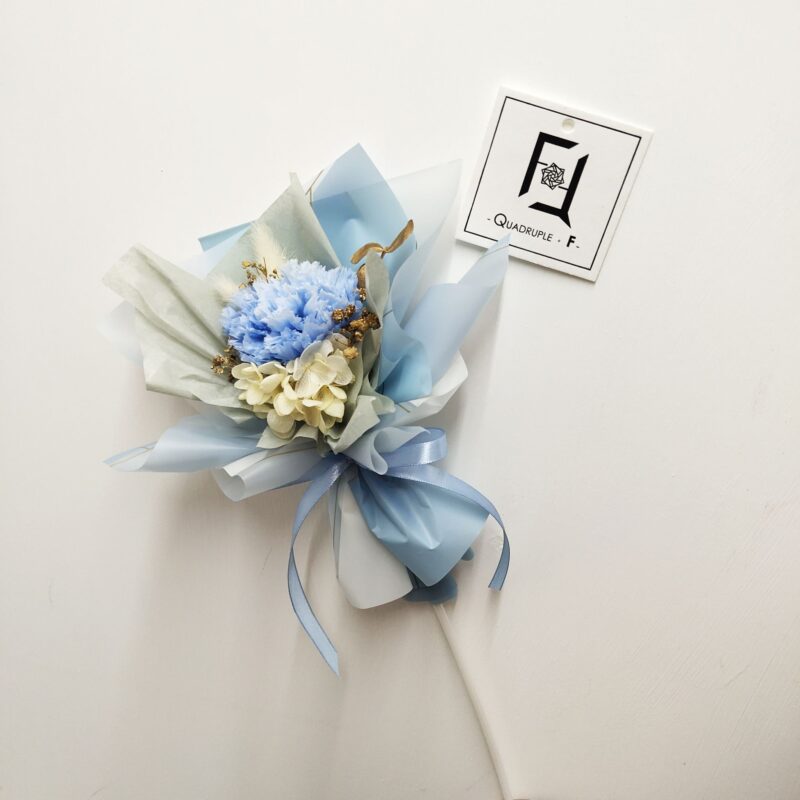 Preserved Flower Light Blue Carnation Bouquet Quadruple Flower PB070008 02