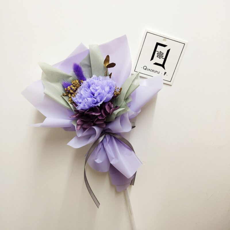 Preserved Flower Light Purple Carnation Bouquet Quadruple Flower PB070010 02