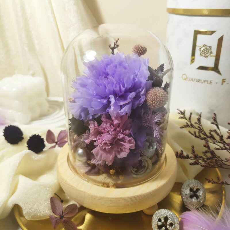 Preserved Flower Purple Carnation with Long Glass Dome Quadruple Flower PT070014 04
