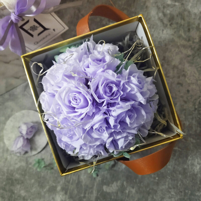 Preserved Flower Light Purple Roses Love Box (with Lights) Quadruple Flower PT010024 03