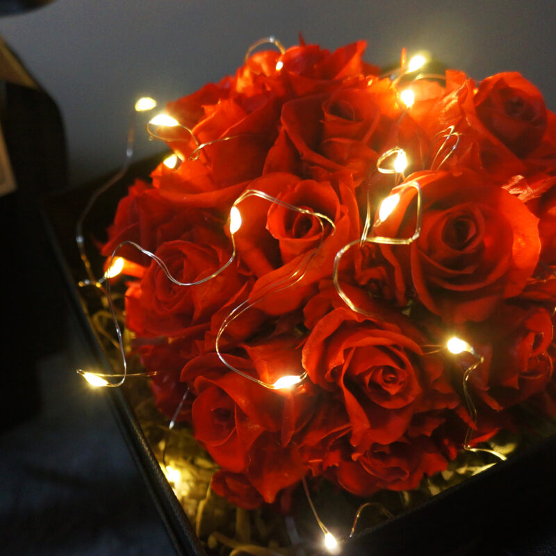 Preserved Flower Red Roses Love Box (with Lights) Quadruple Flower PT010025 04