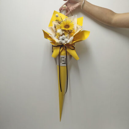 Preserved Flower Sunflower & Cotton Scepter Bouquet Quadruple Flower PB060001 01