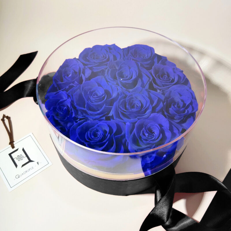 Preserved Flower Blue Rose Gift Box Quadruple Flower PT010028 02