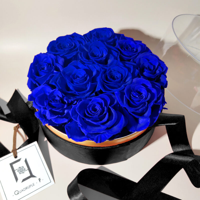 Preserved Flower Blue Rose Gift Box Quadruple Flower PT010028 03