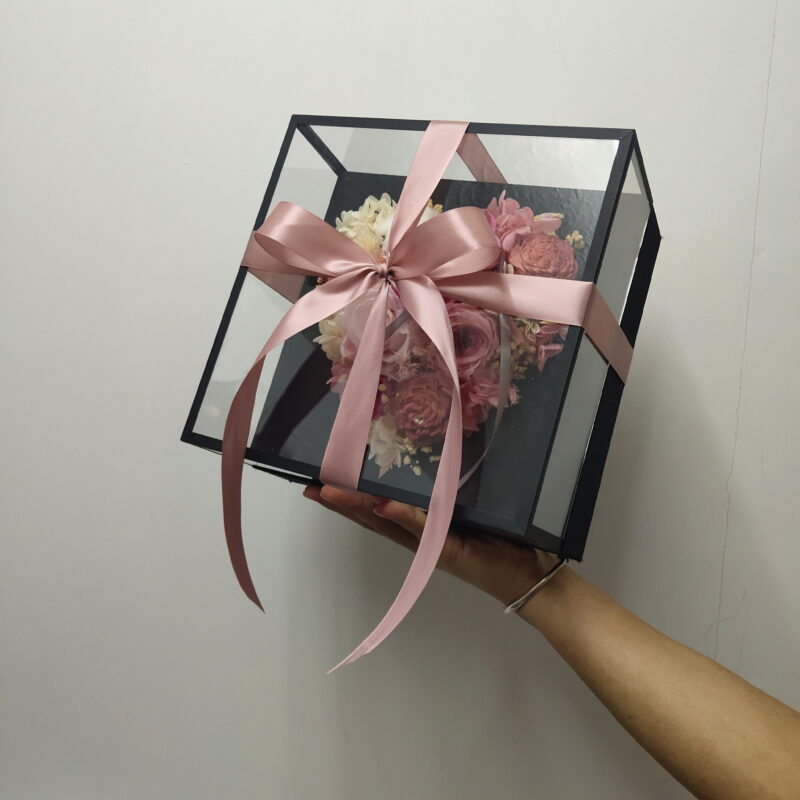 Preserved Flower Honey Pink Rose Gift Box Quadruple Flower PT010051 05
