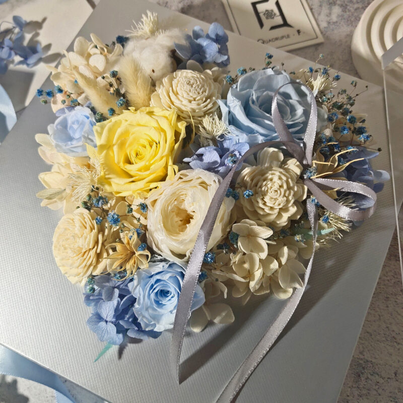 Preserved Flower Light Blue Rose Gift Box Quadruple Flower PT010057 04