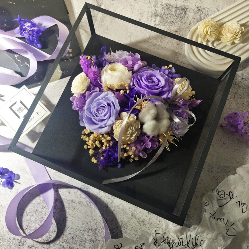 Preserved Flower Purple Rose Gift Box Quadruple Flower PT010058 03