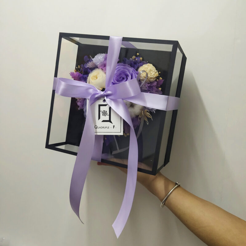 Preserved Flower Purple Rose Gift Box Quadruple Flower PT010058 05