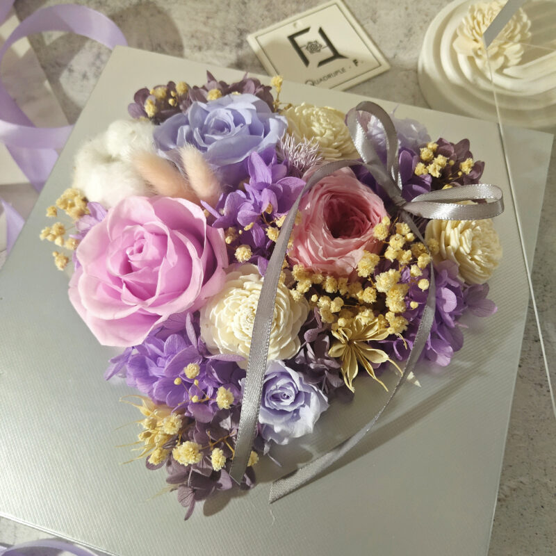 Preserved Flower Light Purple Rose Gift Box Quadruple Flower PT010059 04