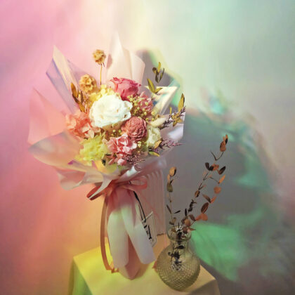 Preserved Flower Honey Pink & Pink Rose Bouquet PB010027