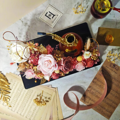 Preserved Flower Nude & Pink Rose Saxophone Music Flower Box PT010064