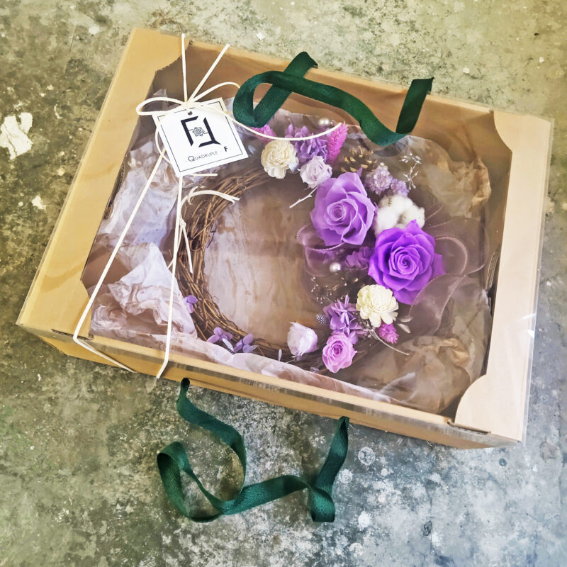 Elegant Romance CHRISTMAS | Preserved Flower Dark & Light Purple Rose Christmas Wreath