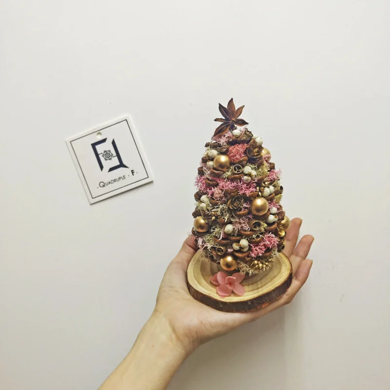 Mini Sweetie CHRISTMAS Tree | Preserved Flower Pink Moss Jumbo Pine Cone Tree