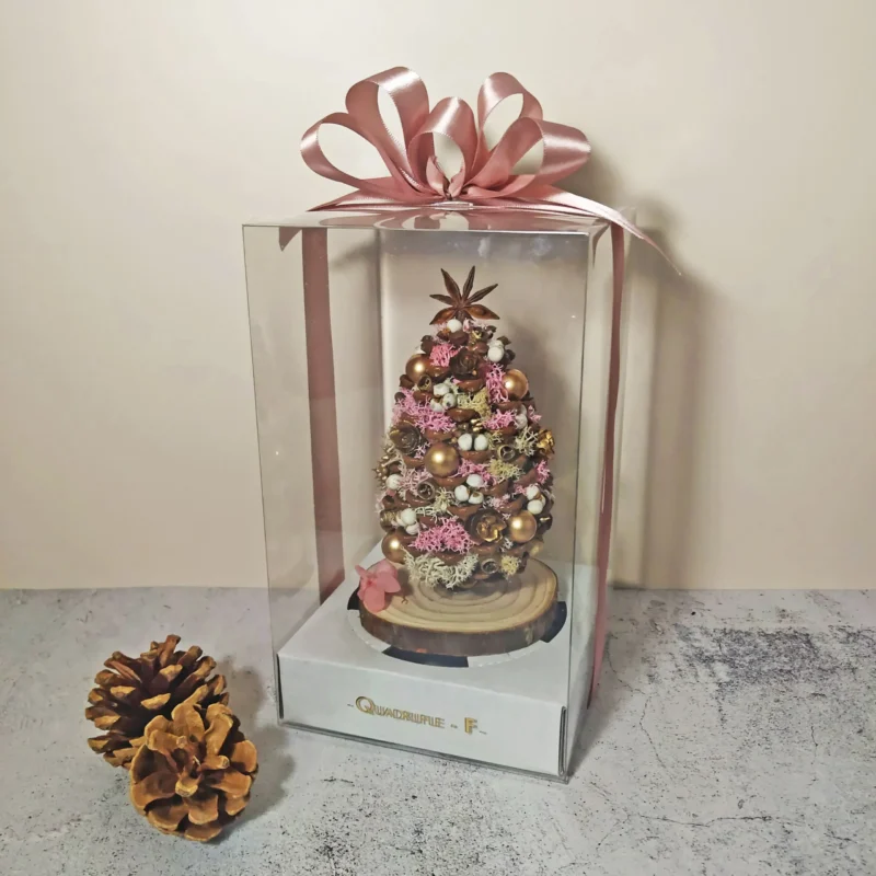 Mini Sweetie CHRISTMAS Tree | Preserved Flower Pink Moss Jumbo Pine Cone Tree