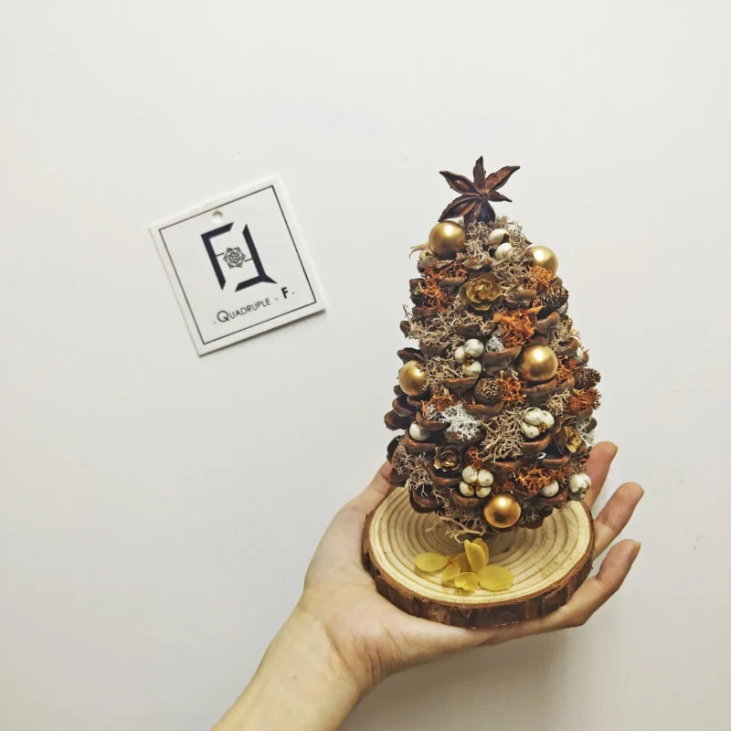 Mini Lively CHRISTMAS Tree | Preserved Flower Orange Moss Jumbo Pine Cone Tree