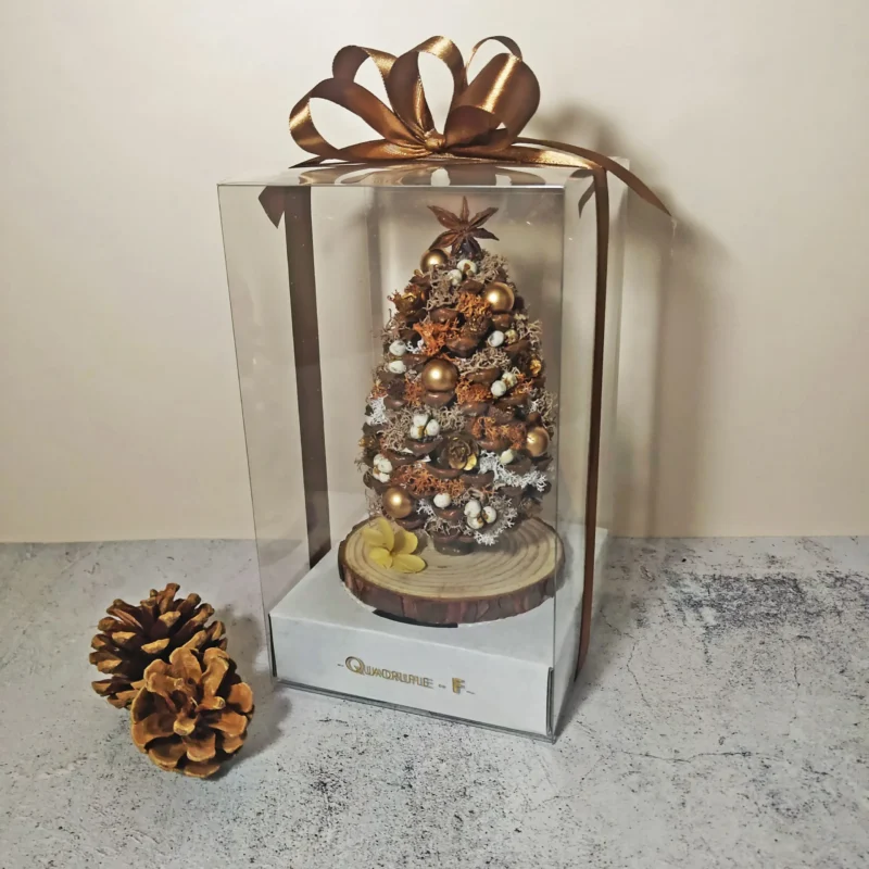 Mini Lively CHRISTMAS Tree | Preserved Flower Orange Moss Jumbo Pine Cone Tree