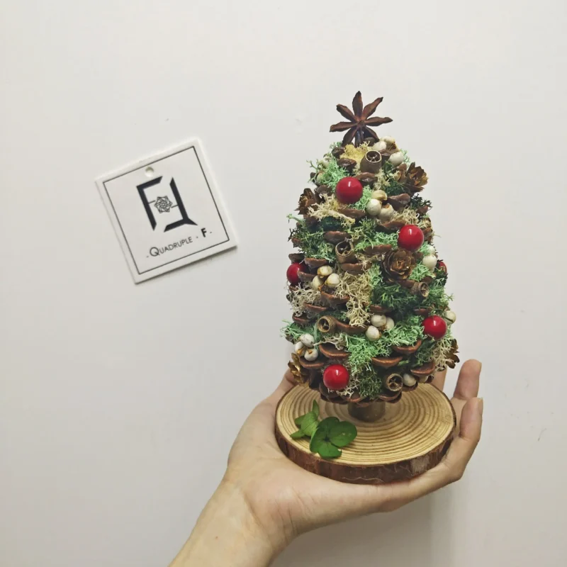 Mini Eternal CHRISTMAS Tree | Preserved Flower Green Moss Jumbo Pine Cone Tree