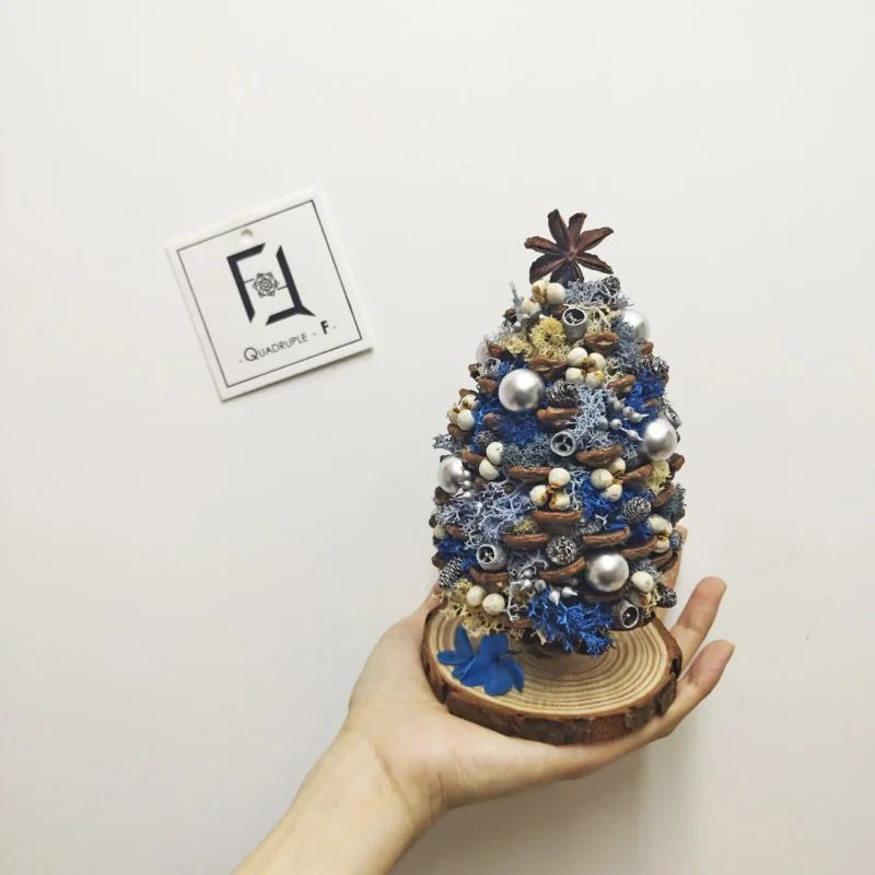 Mini Royal CHRISTMAS Tree | Preserved Flower Blue Moss Jumbo Pine Cone Tree