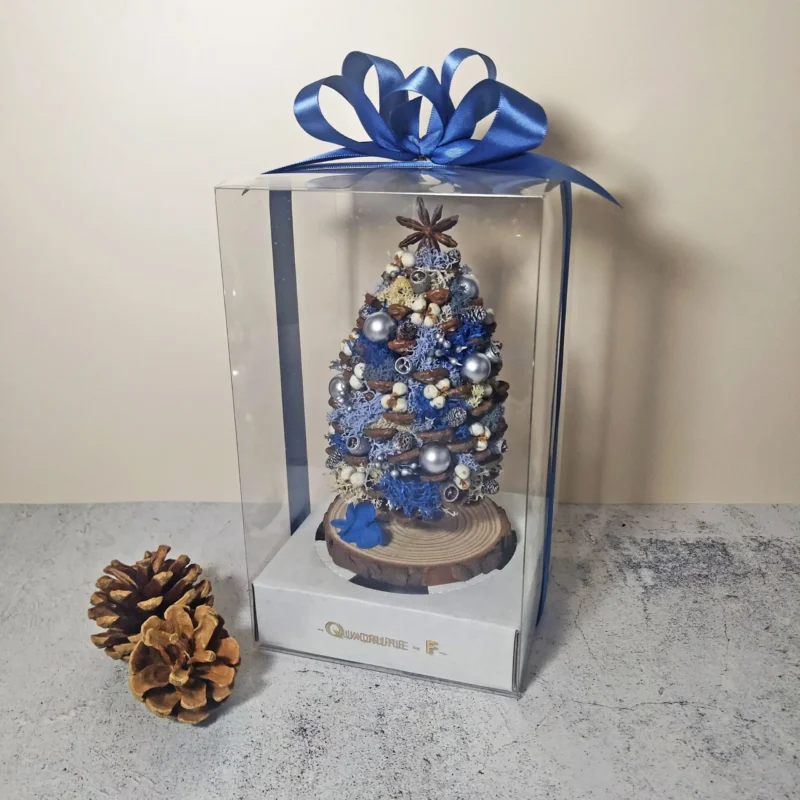 Mini Royal CHRISTMAS Tree | Preserved Flower Blue Moss Jumbo Pine Cone Tree