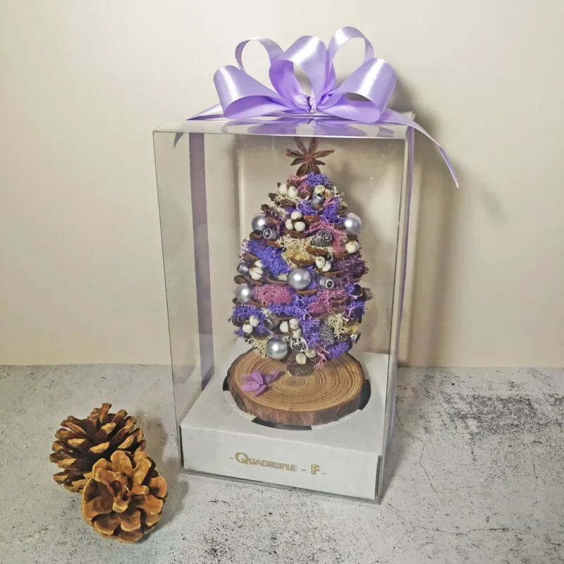 Mini Romance CHRISTMAS Tree | Preserved Flower Purple Moss Jumbo Pine Cone Tree