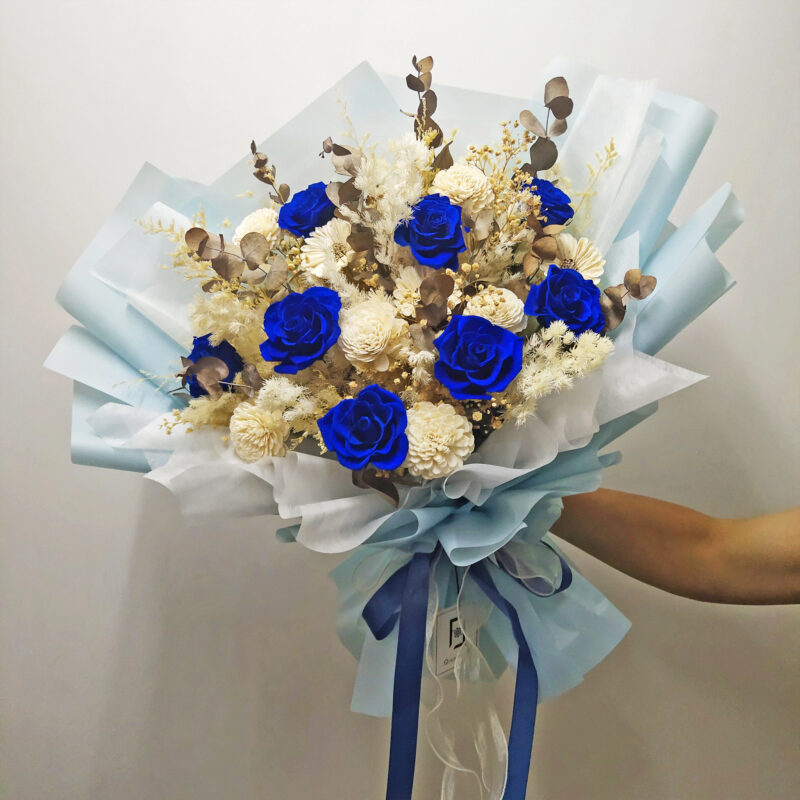 Royal B.VIII | Preserved Flower Blue Rose Bouquet