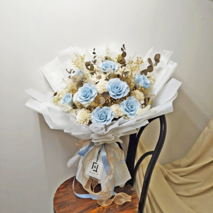 Ocean B.VIII | Preserved Flower Light Blue Rose Bouquet