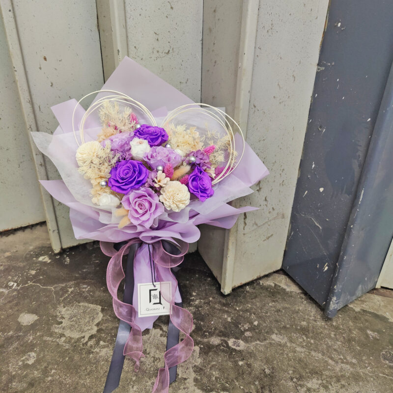 Elegant B.Heart | Preserved Flower Purple Rose Bouquet