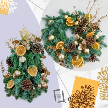 荷蘭新鮮貴族松聖誕圈迷你聖誕樹組合 OC100024