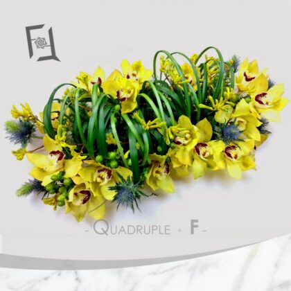 金蕙迎祥 | 黃蕙蘭 藝術插花 祝賀開張枱花 接待處枱花月花 - TA050001