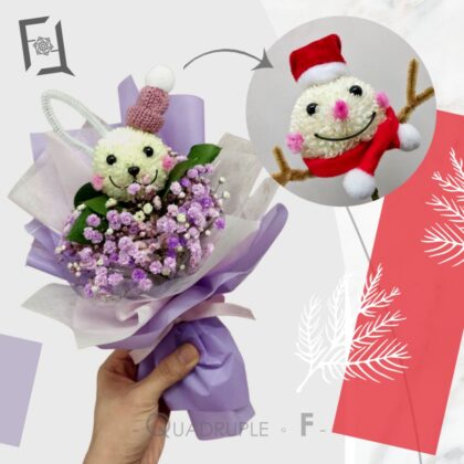 乒乓菊公仔聖誕造形 | 乒乓菊動物公仔鮮花花束