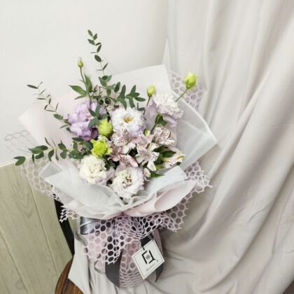完滿幻愛 | 紫桔梗粉小百合鮮花花束 - BM100002