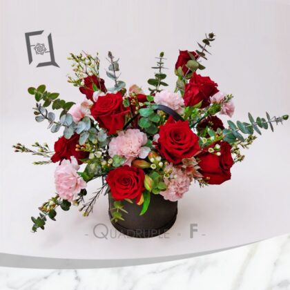 經典抱抱桶 | 紅玫瑰枱花鮮花花桶 - TA010005