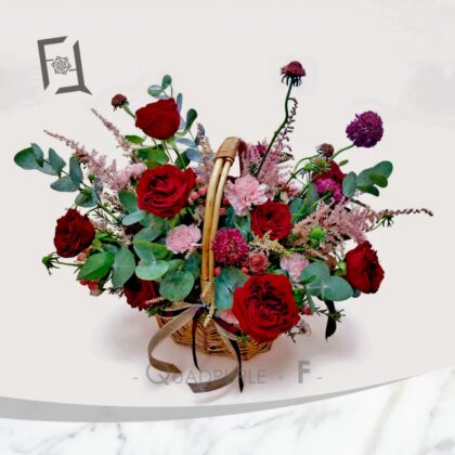 赤焰映紅 | 紅玫瑰枱花開張花籃祝賀花籃 - TP010001