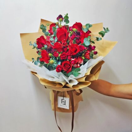 永久真愛 | 紅玫瑰紅小玫瑰鮮花花束 - BL010028