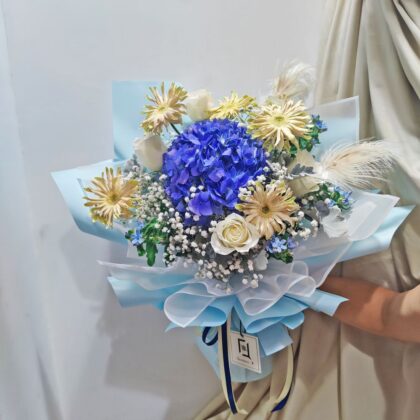 Blue-Hydrangea-White-Rose-Fresh-Flower-Bouquet-BL040002