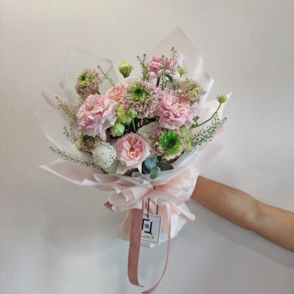 粉玫瑰洋牡丹鮮花花束 BM010017