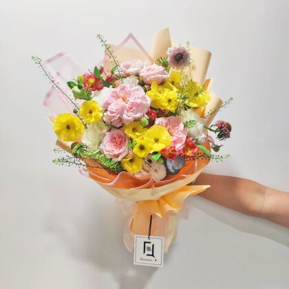 粉玫瑰小百合鮮花花束 BM010011