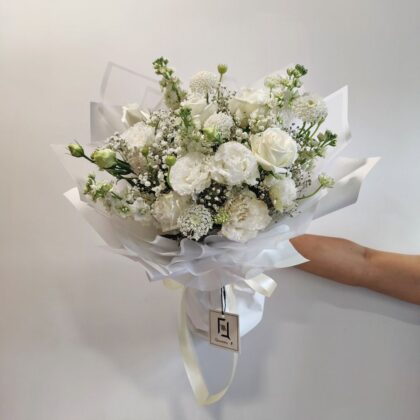 白玫瑰紫羅蘭鮮花花束 BM010013