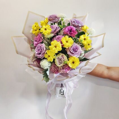 紫玫瑰蝴蝶洋牡丹鮮花花束 BM010018