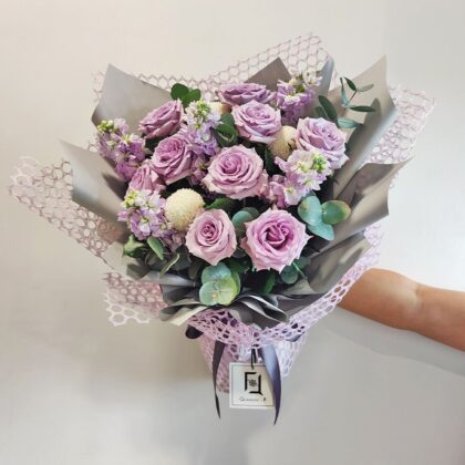 紫玫瑰紫羅蘭鮮花花束 BL010039