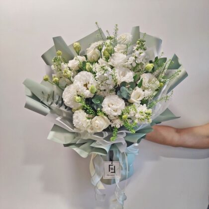 白玫瑰洋桔梗鮮花花束 BL010034