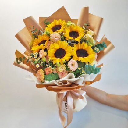 向日葵香檳洋桔梗洋甘菊鮮花花束 BH060001