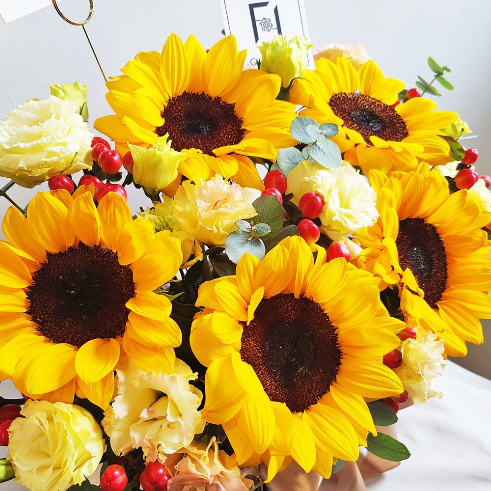 旭日高升 | 向日葵香檳洋桔梗鮮花枱花心意花籃 2 旭日高升 | 向日葵香檳洋桔梗鮮花枱花心意花籃 - TP060002