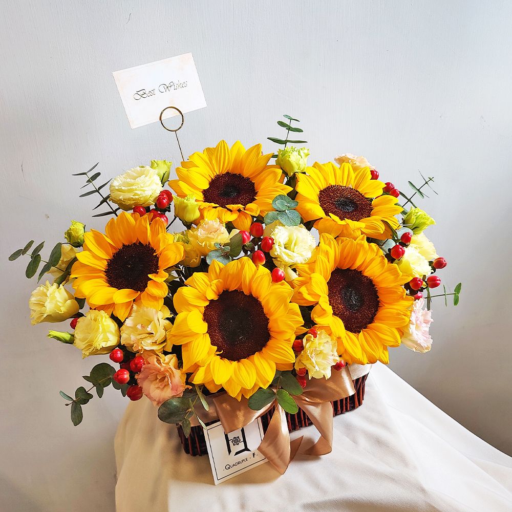 旭日高升 | 向日葵香檳洋桔梗鮮花枱花心意花籃 3 旭日高升 | 向日葵香檳洋桔梗鮮花枱花心意花籃 - TP060002