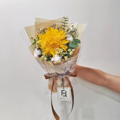重瓣向日葵棉花鮮花花束 BS060005