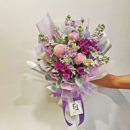 紫乒乓淺紫羅蘭鮮花花束 BL100004